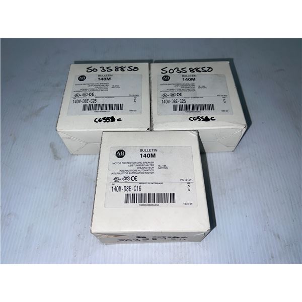 Lot of (3) Allen-Bradley #140M-D8E-C25, #140M-D8E-C16
