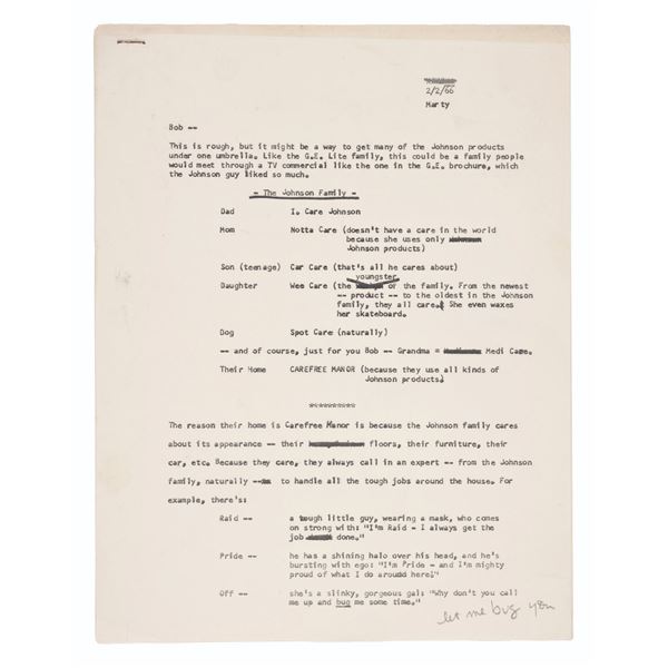 A Marty Sklar Johnson Products Memo.
