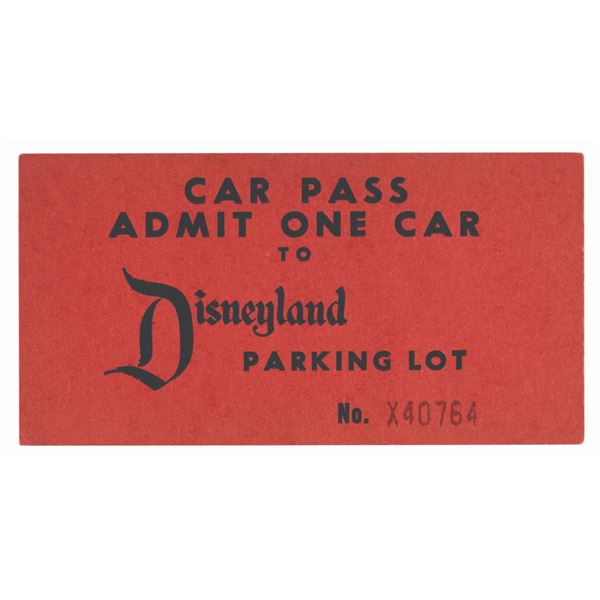 A 1950s Disneyland Car Pass.