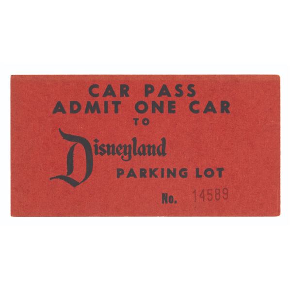A Very Early Disneyland Car Pass.