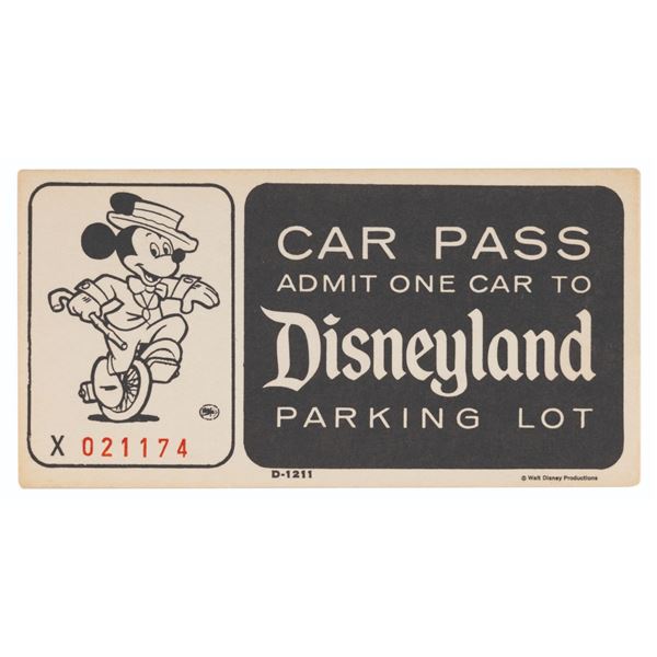 A 1960s Disneyland Car Pass.
