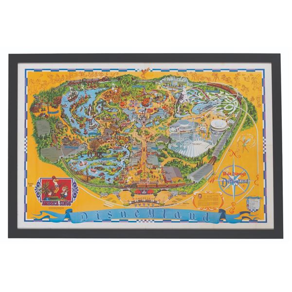 A Framed 1974 Disneyland Souvenir Map.