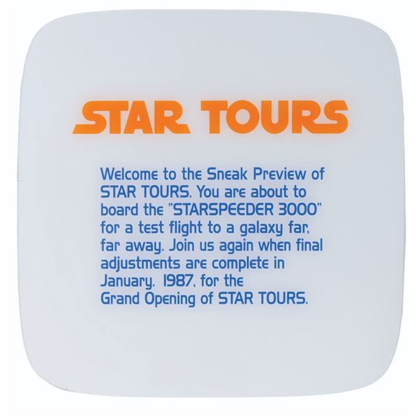 A Star Tours Sneak Preview Sign.
