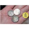Image 1 : 3x Canada Silver ¼ Dollars