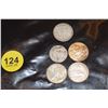 Image 1 : 4 Silver Canda Dimes & 1 Silver 5 Cent Coin