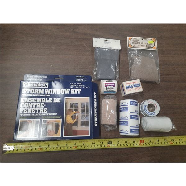 First Aid Items with Strom Window Kit.