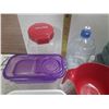 Image 6 : Lot of Plastic Containers, Water Bottles, Glass Bowls, Streel Bowl, Tin, etc.
