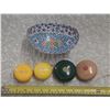 Image 1 : (4) Vintage Yo-Yos and Lawn Bowl.