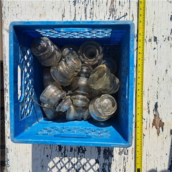 Crate of glass insulators