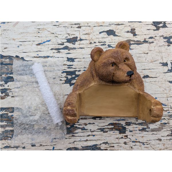 Bear Designed Carved wood Toilet paper Holder (Great Condition)