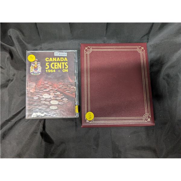 Canadian 5 Cents 1964-on Collection Book (Missing 18 Coins) and "The Genius of Michelanglo" Book