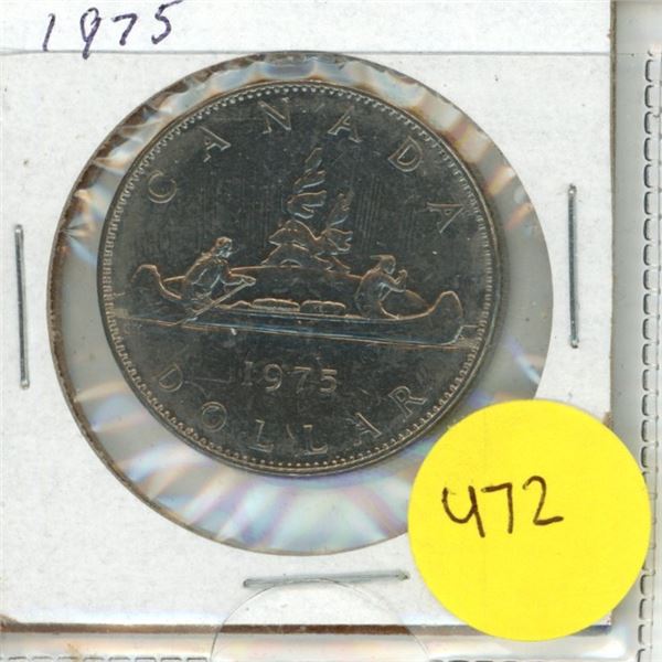1975 Canadian silver dollar Voyageur Canoe