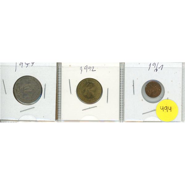 1955 British Caribbean Territories 25 Cent coin/10 Pfenning Federal Republic of Germany 1992/1967 Tu