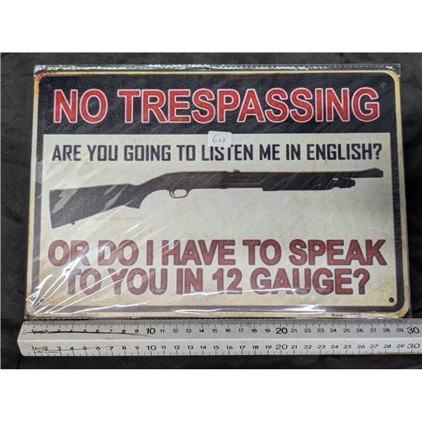 12 Gauge Tin Sign Approx. 8"x11 3/4"