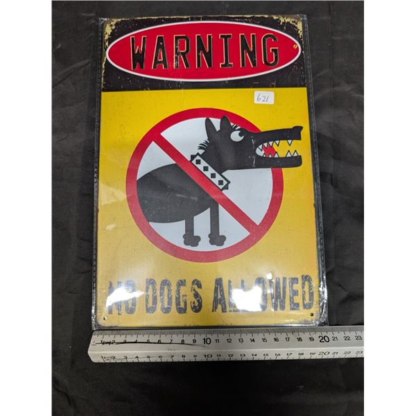 Warning Tin Sign Approx. 8"x11 3/4"