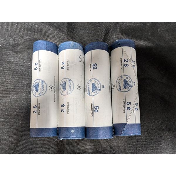 (4) BU Rolls 5 Cents Canadian 2006 Beaver