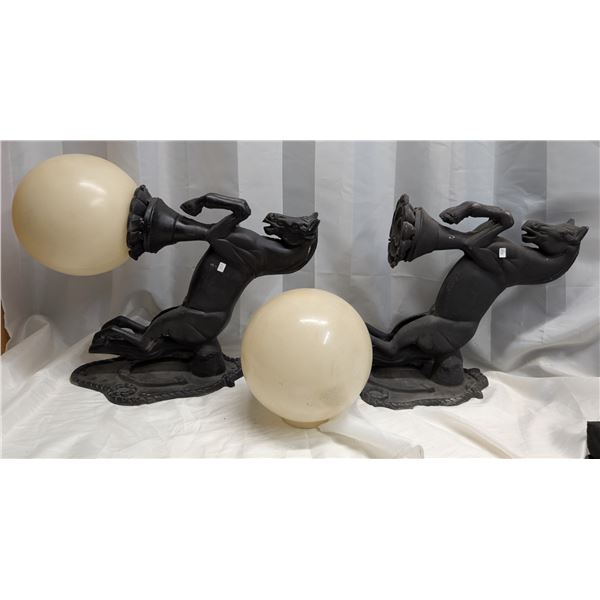 (2) Large Heavy Metal exterior Light Fixtures (Vintage ) Approx. 22"x25" High 11" Wide