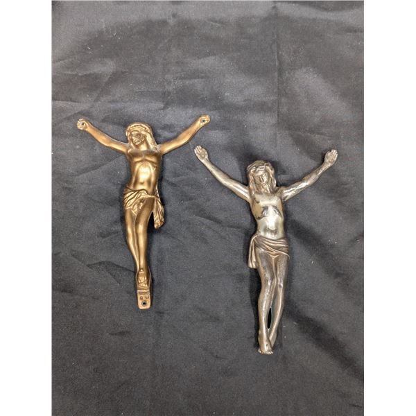 (2) Antique Crucifix Steel/Iron Approx. 5"x4"