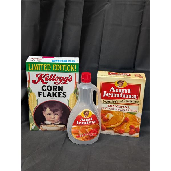 Empty Aunt Jemima Box + Bottle + Limited Edition Cornflakes Full Box (2011-2012)