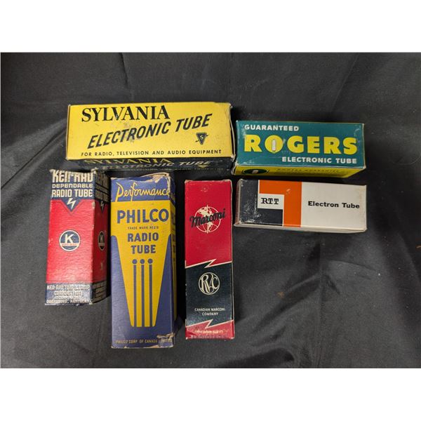 6 Antique Radio tubes in ECU Boxes