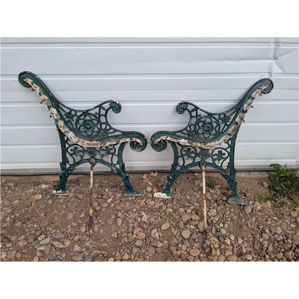 (2) Antique Iron Bench Brackets
