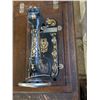 Image 7 : RARE Improved Seamstress Sewing Machine and Cabinet Cones w/ Antique Tin full of Extra Attachments (