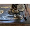 Image 8 : RARE Improved Seamstress Sewing Machine and Cabinet Cones w/ Antique Tin full of Extra Attachments (