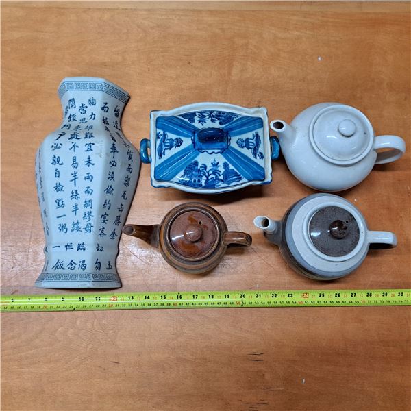 Vase dish and tea pots