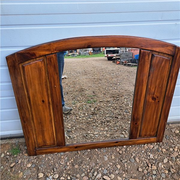 Large mirror with wood frame