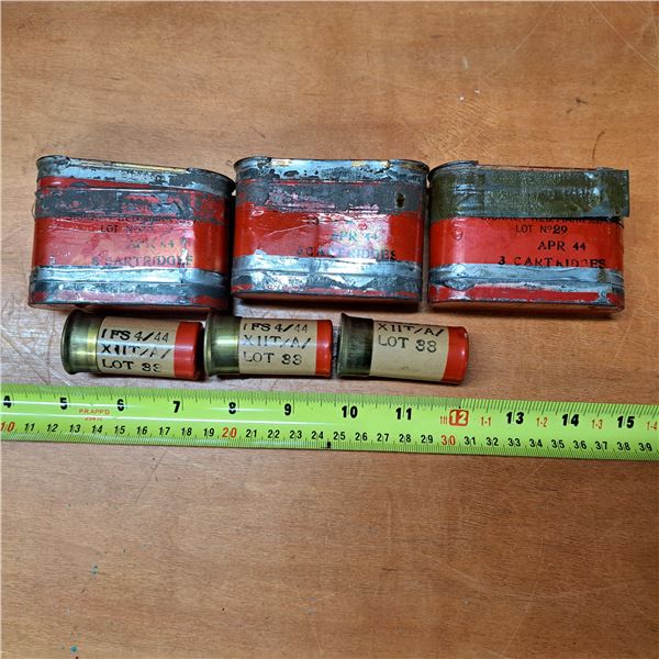 3 cases of no. 29 APR44 cartriges- 3 shells per case
