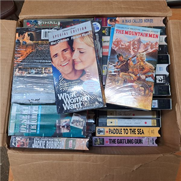 Box of VHS movies