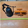 Image 1 : Dragon temple bell- 10"H and small wood biplane model- 8"L