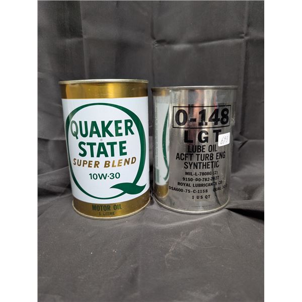 (2) Full Excellent Condition Cans of Quaker State + O-148