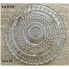 Image 2 : Vintage 1940's 3 footed cake/serving platter 11.5".  Federal Glass.  Bead & Starburst pattern #2889.