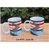 Image 1 : Set of (2) Hudson Bay Company coffee mugs with Hudson Bay Logo colour stripe.  Stamped Hudson Bay Co