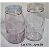 Image 6 : Group of (10) Antique "CROWN" Glass Canning Jars.  Some turned color to blue and purple.  Visible pr
