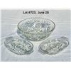 Image 1 : Vintage 1950's "Star of David" Anchor Hocking large glass bowl 10 1/2" and (2) divided serving dishe