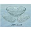Image 1 : Vintage 1950"s "Star of David" Anchor Hocking large glass bowl 10 1/2" and (2) pickle dishes