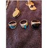 Image 4 : Assorted jewelry lot - Bohemian necklaces and pendants,  turquoise rings, ear rings, etc.