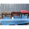 Image 1 : 3 footstool - 2 antique needlepoint, 1 modern