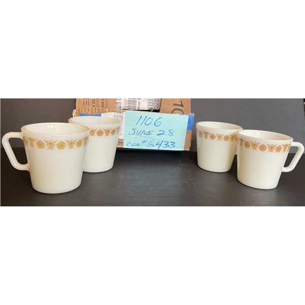 Pyrex mugs - 4 - Butterfly Gold pattern
