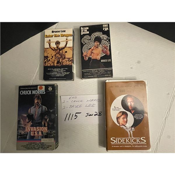 VHS tapes - 2 Bruce Lee, 2 Chuck Norris