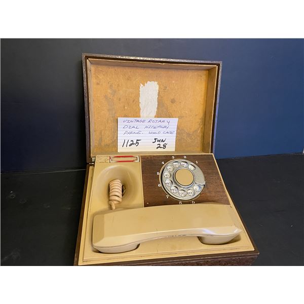 Vintage rotary dial Hideaway phone - wood case