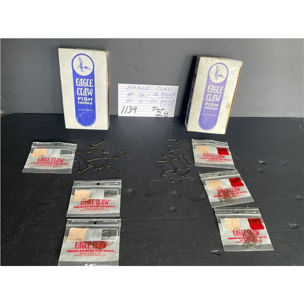 Eagle Claw fish hooks- #2 - 20 pks (12 per), #4 - 20 pks (12 per)