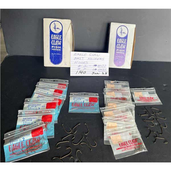 Eagle Claw bait holders- #2 -20 pks (12 per), #2 -20 pks (12 per)