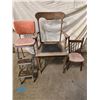 Image 1 : 3 Vintage Project Chairs - Metal Step Stool Chair, upholstered Chair, Childs Chair.