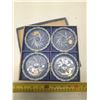 Image 1 : 4 Piece Vintage Bohemia Glass Czech Ashtrays/Coasters in Original Box.