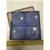 Image 2 : 4 Piece Vintage Bohemia Glass Czech Ashtrays/Coasters in Original Box.