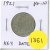 Image 1 : 1921 Silver 25 Cents. VG-10. Key Date. Mintage of 597,337.