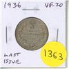 Image 1 : 1936 Silver 25 Cents. Last issue for George V. VF-20.